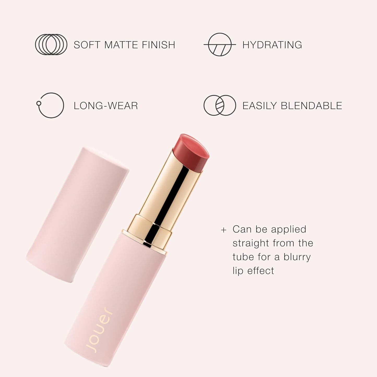 Jouer Balm Bouche Demi-Matte Lip-Sororité - Tinted Lip Balm - Hydrating Lip Tint Long Lasting - Matte Lip Color - Jojoba Seed Oil and Shea Butter Formula