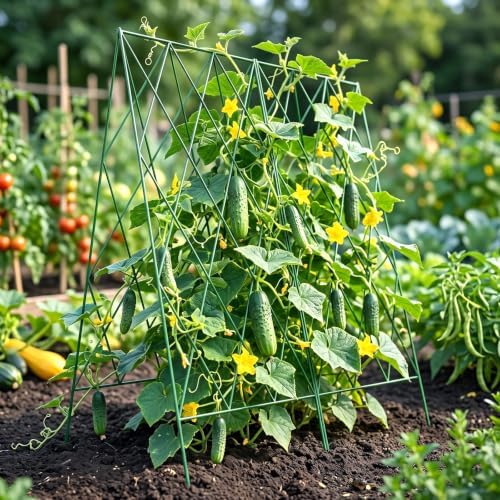 DoCred 39.4" H Cucumber Trellis, 2 Pack Foldable A Frame Garden Trellis - Image 4
