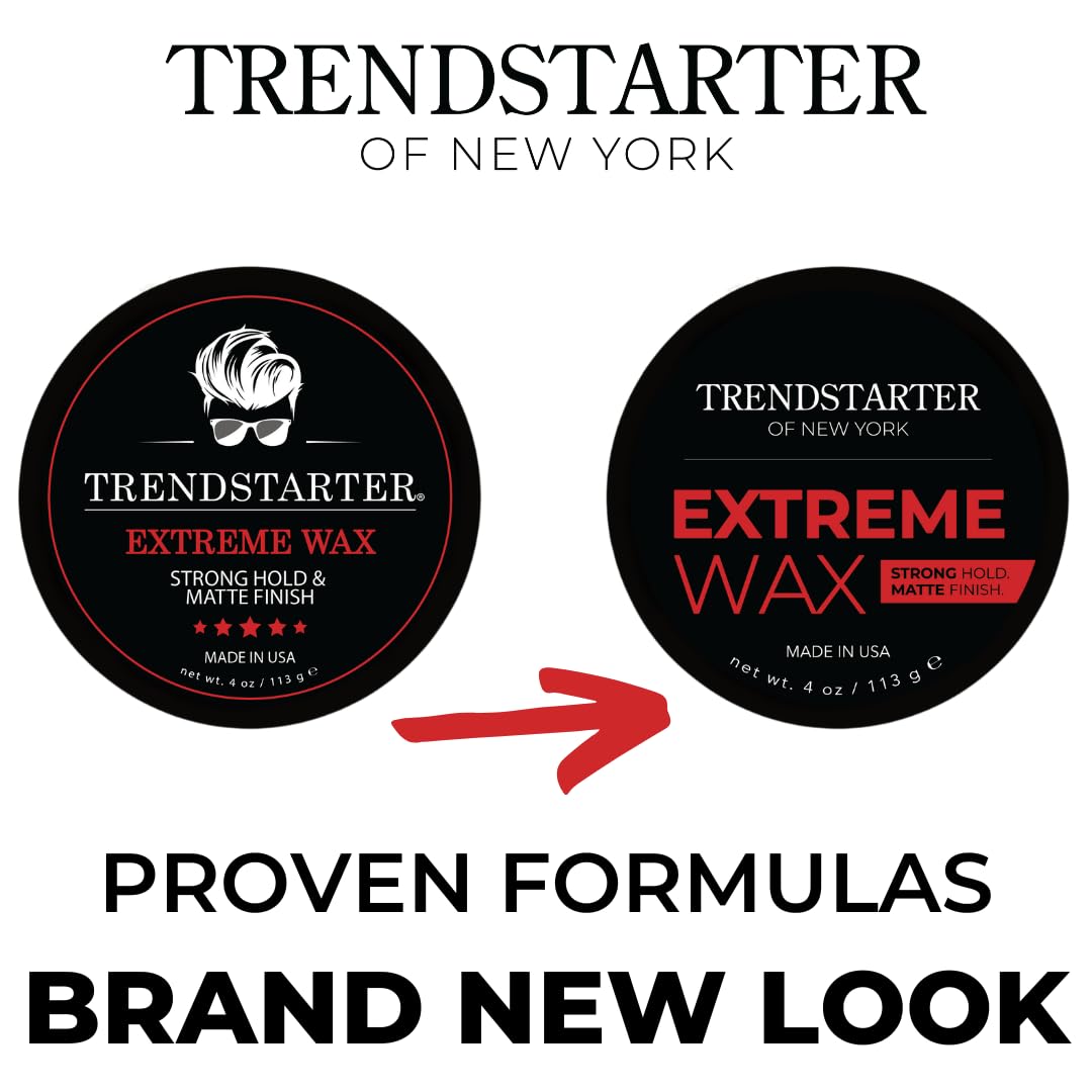 TRENDSTARTER - EXTREME (4oz) (PACK of 2) - Strong Matte Finish - Premium Water Based Flake-Free Styling Pomade for All Hair Types - All-Day Hold