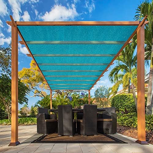 Ifenceview 5' x 32' Turquoise Shade Cloth Fabric Mesh Net for Window Balcony Deck Patio Yard Pergola Gazebo Garden Bed - Image 7