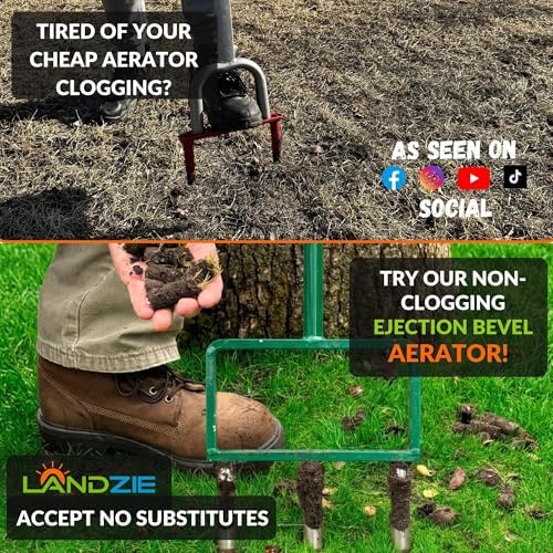 Landzie - Lawn Aerator Tool 42", Hollow Tine Core Aerator - Image 2