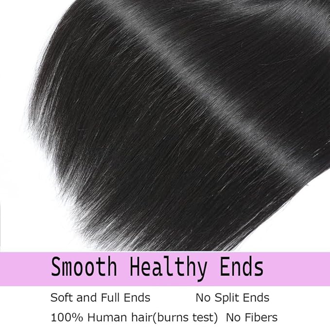 12A Straight Human Hair Bundles,Brazilian Virgin Straight Bundles 22 Inch 100% Unprocessed Human Hair 1 Bundle Deals Real Natural Black Color Hair Extensions for Black Women