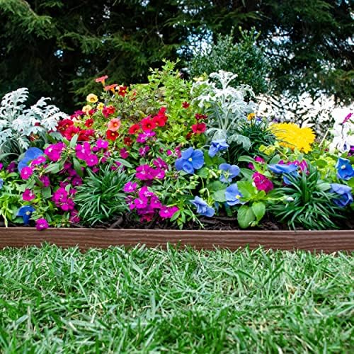 EasyFlex Tall Wall No-Dig Landscape Edging with Anchoring Spikes, 2.5 in. Tall Straight Top Plastic Garden Border with Woodgrain Texture, 40 Foot Kit, Brown (3220BRE-40C) - Image 4
