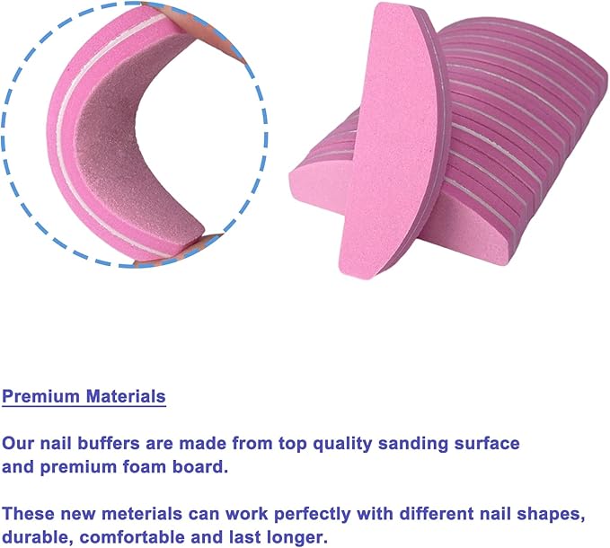 80 Pcs Nail Buffers, Buffer Block Nail Files Bulk for Acrylic Nails and Natural Nails Double Sided 100/180 Grit Portable Washable Sanding Buffing Buffers Arc Shape (80Pcs Multicolor)