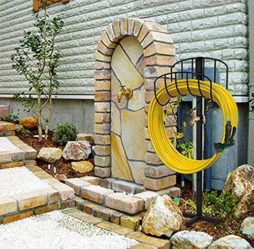 Artigarden Freestanding Garden Hose Holder Stake with Brass Faucet, Heavy Duty Metal Water Pipe Storage Stand Rack for Outdoor - Image 4