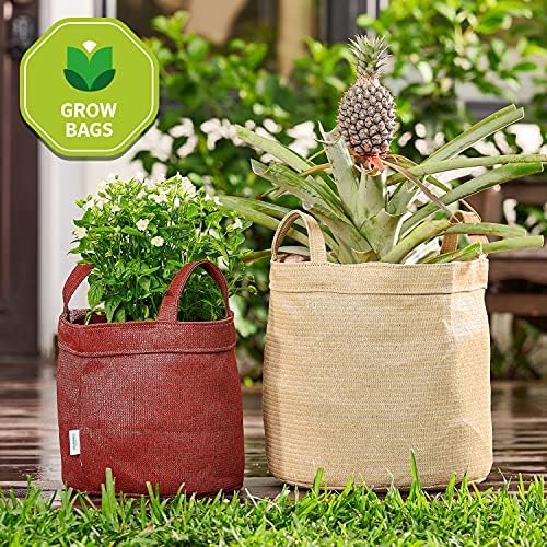 Coolaroo 4-Pack 5 Gallon Heavy Duty Plant/Vegetable/Herb/Fruit Breathable Fabric Grow Planter Pot Bags with Handles, Desert Sand - Image 2