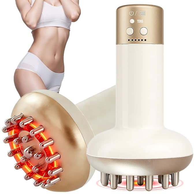 Lymphatic Drainage Massager & Anti Cellulite Massage Tool, Reduce Stretch Marks & Cellulite, for Legs, Arms & Belly, Body Sculpting Machine with Microcurrent, Light, Heat & Vibration,White