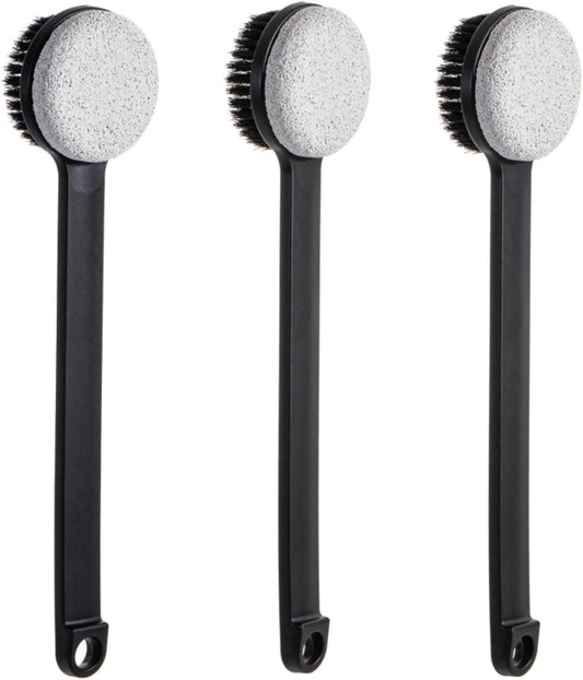 Pumice Stone for Feet with Long Handle (Double-Faced Straight Black Handle, Count, 3.0)