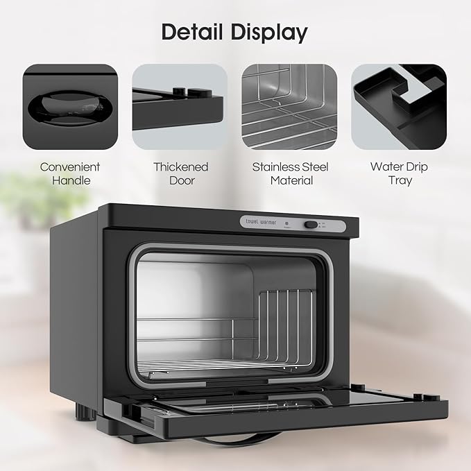 Towel Warmer Cabinet, 8L Hot Spa Small Towel Warmer Heating Use for Facial Spa, Hair Beauty, Salon Equipment and Home - Black
