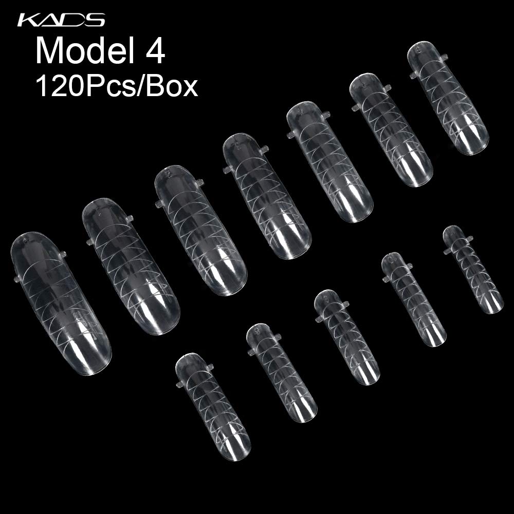 KADS 120PCS Clear Full Cover Dual Nail System Form UV Gel Acrylic Nail Art Mold Artificial Nail Tips with Scale for Extension (MODEL 4)