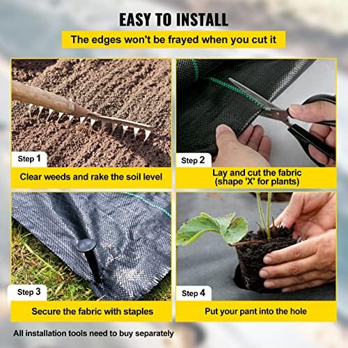 Happybuy 6.5FTx330FT Premium Weed Barrier Landscape Fabric Heavy Duty 3.2OZ, Woven Weed Control Gardening Mat, High Permeability Good for Flower Bed, Geotextile Fabric, Driveway Fabric, Ground Cover - Image 5