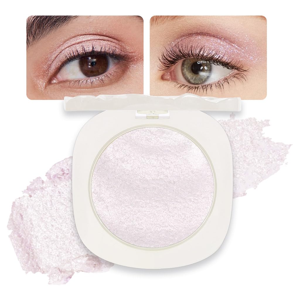 Light Pink Shimmer Glitter Sparkling Monochrome Eyeshadow Palette,Metallic Single Eye Shadow Palette for Older Women,Long Lasting Naturing-Looking Eye Makeup