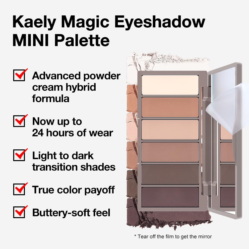 Kaely 6 Color Mini Nude Brown Neutral Eyeshadow Palette Makeup, Highly Pigmented Eye Shadow Palette Waterproof, Natural Matte Eye Shadow Palette, paleta de sombras de ojos, Vegan & Cruelty-free, 10