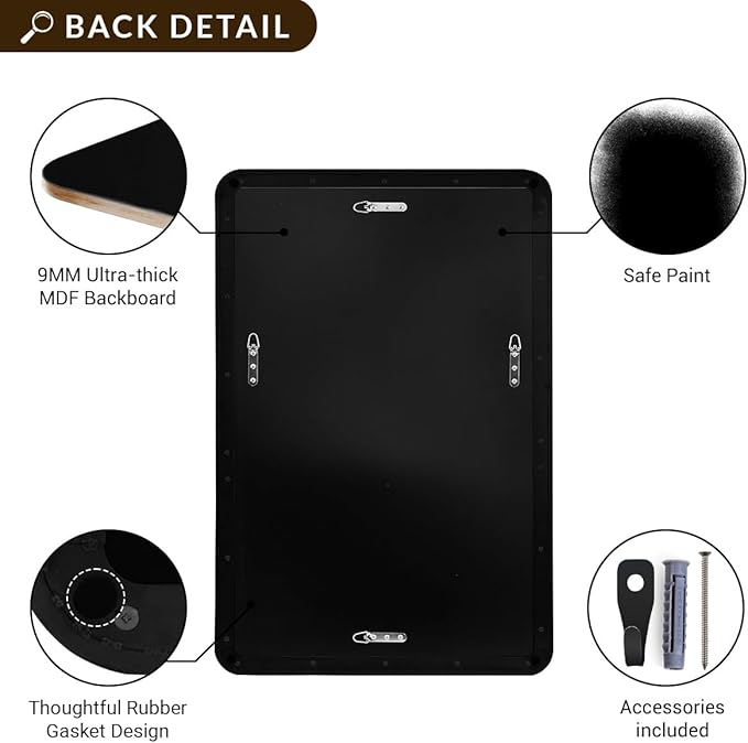 ANDY STAR 28x36 INCH Bronze Bathroom Mirror, Rounded Rectangle Oil Rubbed Bronze Mirrors for Bathroom,Tube Metal Framed, 1’’ Deep Wall Mounted Vertically/Horizontal