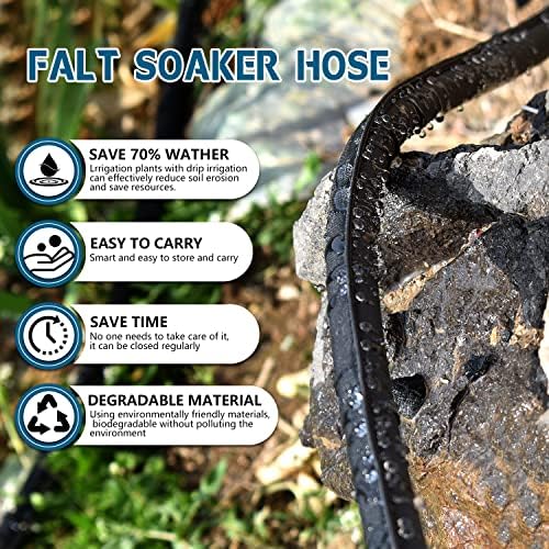 4-Pack Flat Soaker Hose 25FT for Garden Beds Linkable - Image 2