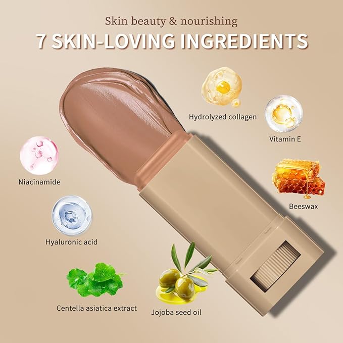 2025 New Beauty Balm Serum Boosted Skin Tint, Solid Tinted Serum Contour Stick, Hydrating Tinted Moisturizer Foundation Stick, Radiant Dewy Natural Finish Facial Color Correct (# 04)