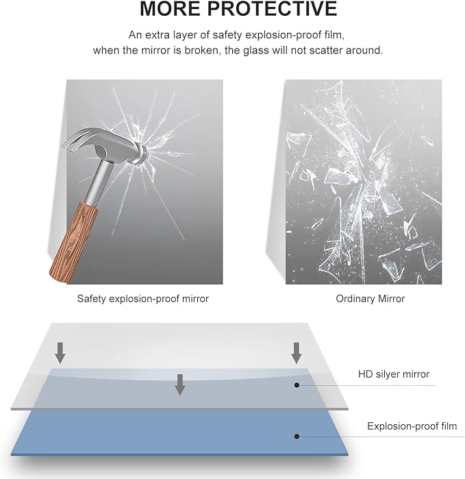 30x30 Inch Black Bathroom Mirror, Copper-Free Mirror, Aluminum Alloy Frame Vanity Mirror, Rectangle Wall Mounted Mirror, Modern Mirror for Bedroom/Living Room/Porch Horizontal or Vertical