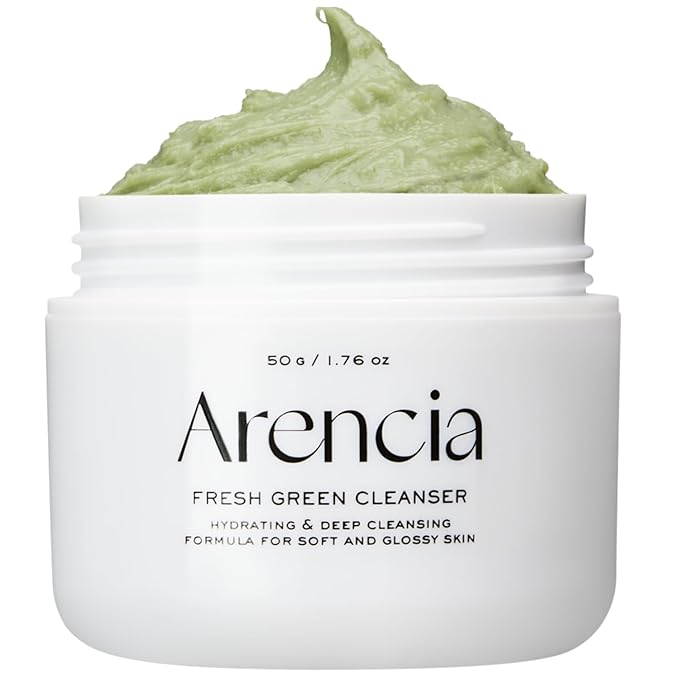 Arencia Korean Rice Mochi Face Cleanser & Daily Scrub - Moisturizing, Brightening & Deep-Cleansing - All Skin Types, Vegan, Organic - with Rice Powder, Rice Water & Green Tea (1.76oz)