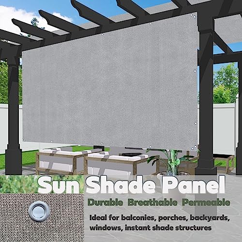 Alion Home Sun Shade Panel Privacy Screen with Grommets on 4 Sides for Outdoor, Patio, Awning, Window Cover, Pergola (12' x 10', Light Grey) - Image 2