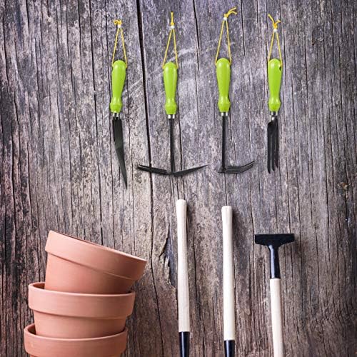 Relaxdays 4-Piece Tool Set, Trowel, Hand Rake, Double-Sided Weeder, Fork, Gardening Kit, Iron, Green - Image 2