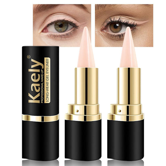 Kaely 2Pcs Bright Nude Gel Eyeliner for Waterline, Natural Cream Eye Liner Waterproof Smudge Proof, Matte Pencil Eyeliner Eyeshadow Stick, Brighten Eye Makeup, Vegan & Cruelty-Free