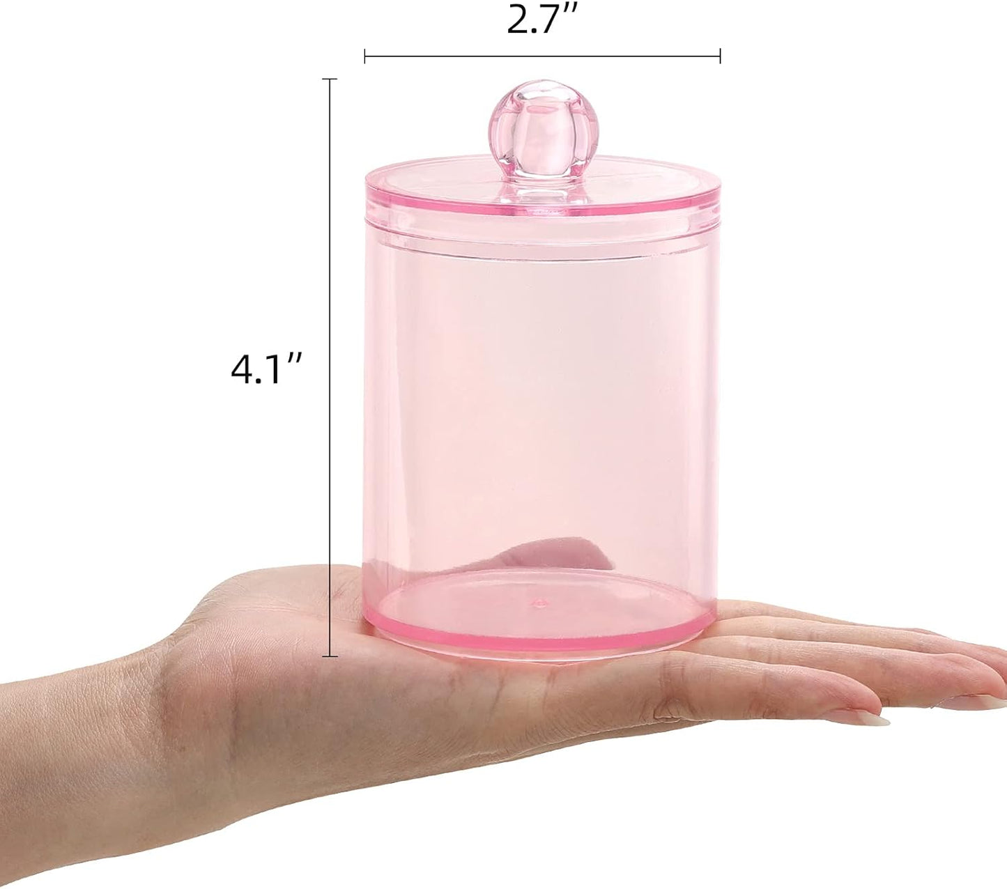 Tbestmax 2 Pack Qtip Holder Bathroom Jars Canisters for Cotton Ball Swab Pad Storage Dispenzer, Pink 10-Ounce