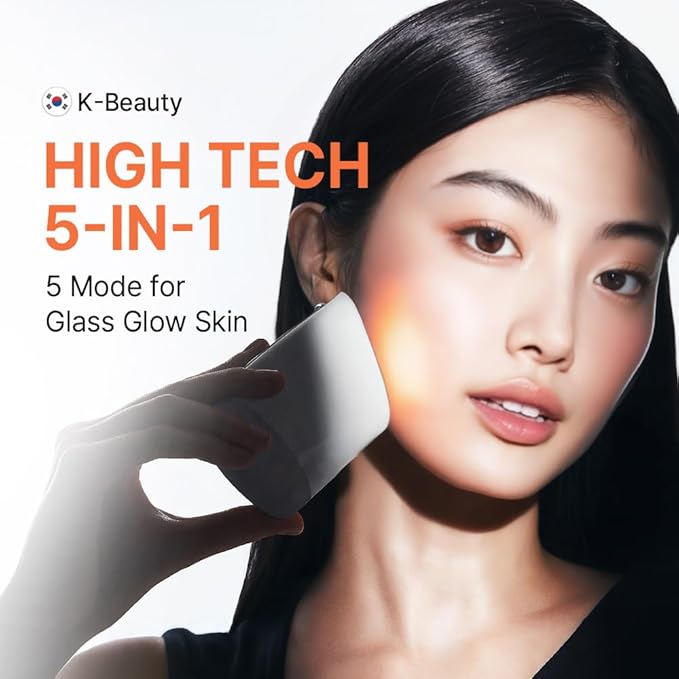 MakeOn Skin Light Therapy III - 5 in 1 Massager, Real Glow Skin Booster, Red Light LED for Face, Beauty Massager for Pore Tightening, Radiant, Firming, Korean Skin Care