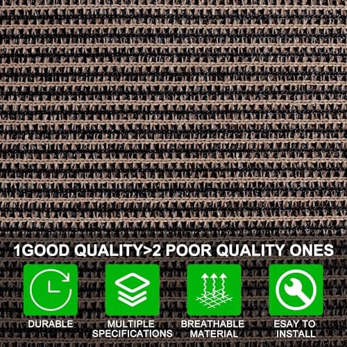 Shatex 90% Sun Shades for Patios 12x 16ft Shade Fabric Sun Shade Cloth Taped Edge with Grommets Sun-Block Mesh Shade for Pergola Cover Canopy Mocha, 12 Bungee Balls - Image 3
