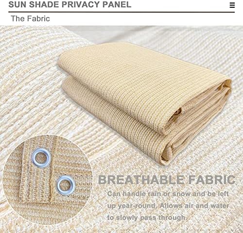 Alion Home Sun Shade Panel Privacy Screen with Grommets on 4 Sides for Outdoor, Patio, Awning, Window Cover, Pergola (12' x 10', Banha Beige) - Image 5