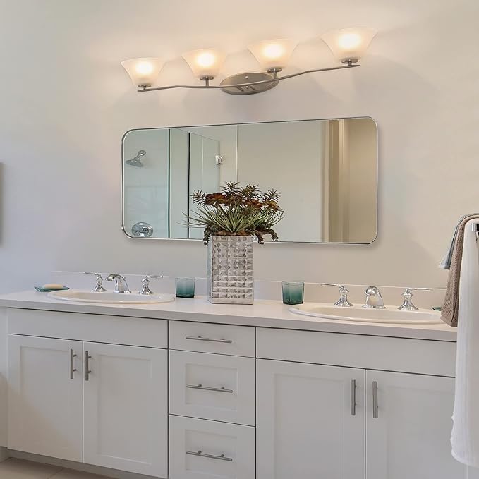 ANDY STAR 18" x 48" Full Length Wall Mirror, Large Brushed Nickel Mirror for Bathroom, Rounded Corner Rectangle Body Mirror for Floor and Leaning