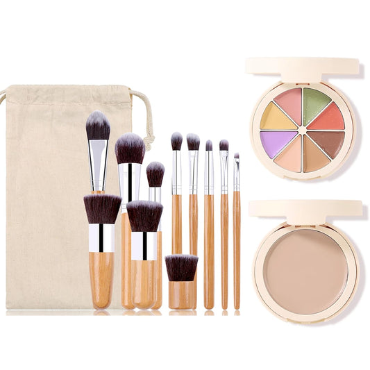 Professional Makeup Cream Contour Palette, Joyeee 8 Colours Concearler Full Coverage & Makeup Brush Set Contour Concearler Palette Contouring Face Make Up Gift for Women Girls