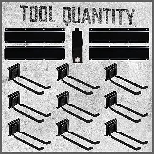 HORUSDY 64-Inch Heavy Duty Garage Organization Rack, 14 Packs Max Load 600LB, 4 Packs Rails and 9 Adjustable Hooks, Tool Organizer Rack with Heavy Double Hooks Tracks - Image 2