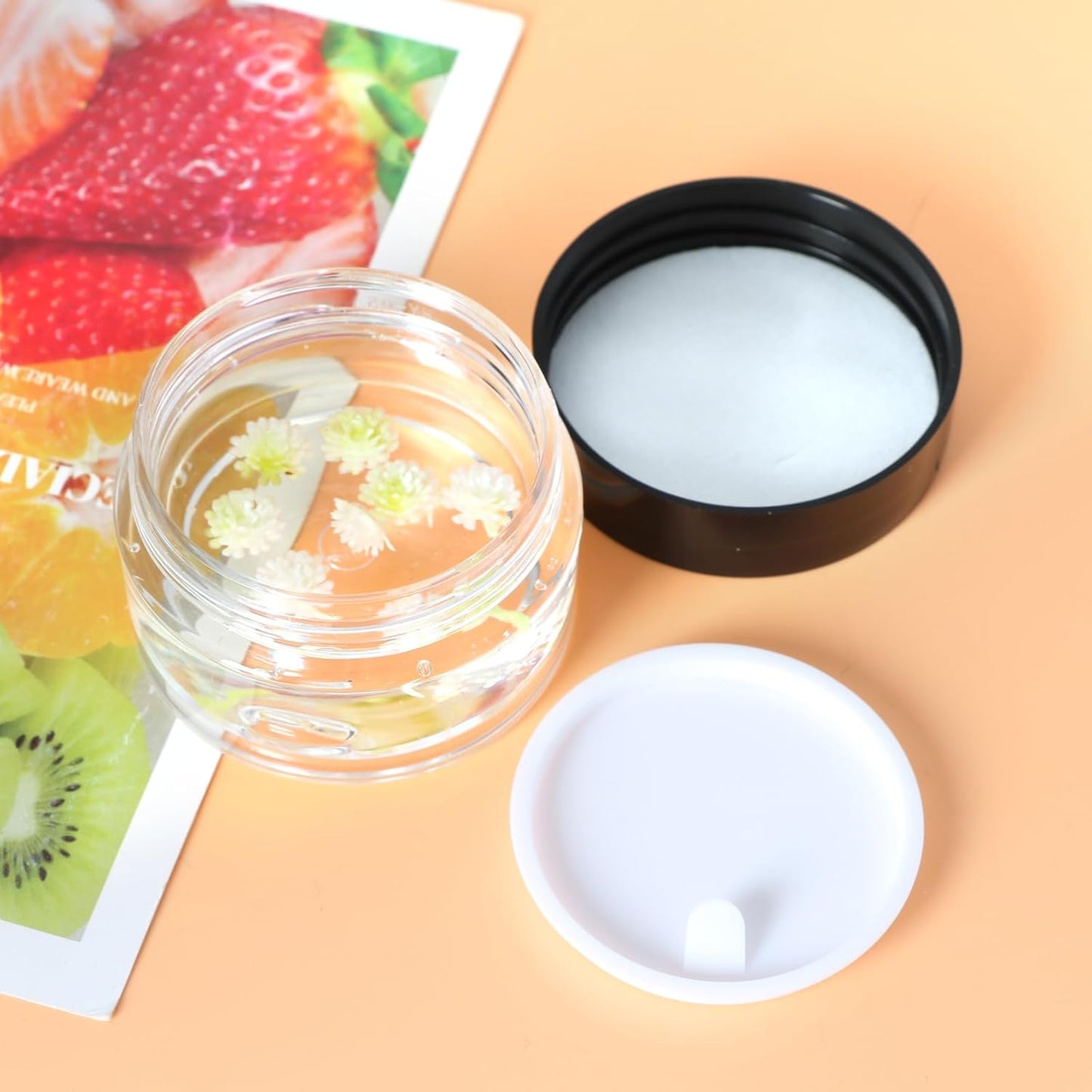 8 Pack 1oz Plastic Containers with Lids, Jars with Lids, Great for storing,lip balms, creams, ointments, cosmetics, samples