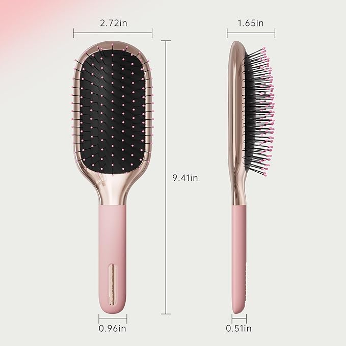 MELBANG Detangling Hair Brush for Thin & Damaged Hair - Paddle Brush with Soft Cushion Bristles for Wet & Dry Use, Smoothing & Pain-Free Detangling (Pink)