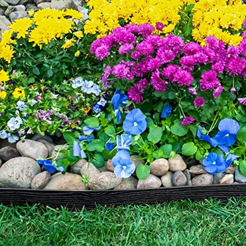 EasyFlex Tall Wall No-Dig Landscape Edging with Anchoring Spikes, 2.5 in. Tall Straight Top Plastic Garden Border with Woodgrain Texture, 40 Foot Kit, Black (3220E-40C) - Image 7