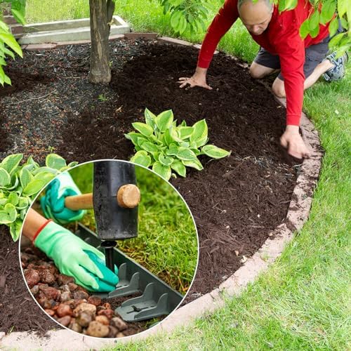 uxcell Landscape Edging, 1Pcs 20FT x 2" - Garden Edging Kit with 18 Stakes, Landscape Edging Border for Garden Lawn Flower Bed Yard Grass (Brown) - Image 5