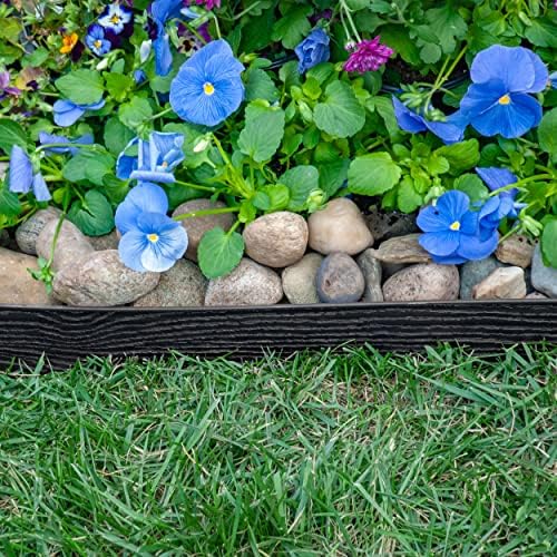 EasyFlex Tall Wall No-Dig Landscape Edging with Anchoring Spikes, 2.5 in. Tall Straight Top Plastic Garden Border with Woodgrain Texture, 40 Foot Kit, Black (3220E-40C) - Image 6