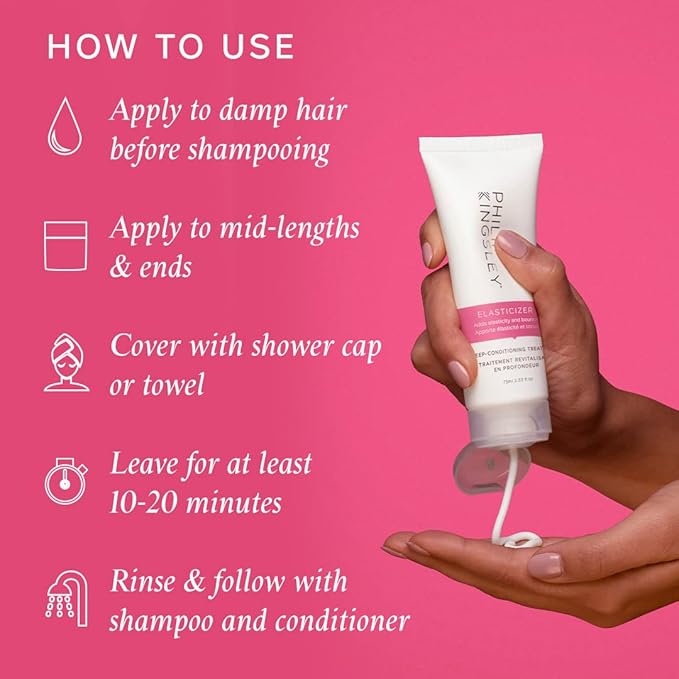 PHILIP KINGSLEY - Elasticizer | Deep Conditioner | Repair Hair Mask Treatment for All Hair Types | Pre-Shampoo Deep Conditioning Mask | Hydrates, Adds Shine and Reduces Breakage and Frizz | 2.53oz