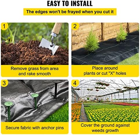 Happybuy Weed Barrier Landscape Fabric Heavy Duty, 4FTx250FT Geotextile Fabric, 5Oz Woven Weed Block Gardening Mat, Garden Weed Fabric, Good Permeability for Flower Bed, Driveway Fabric, Ground Cover - Image 5