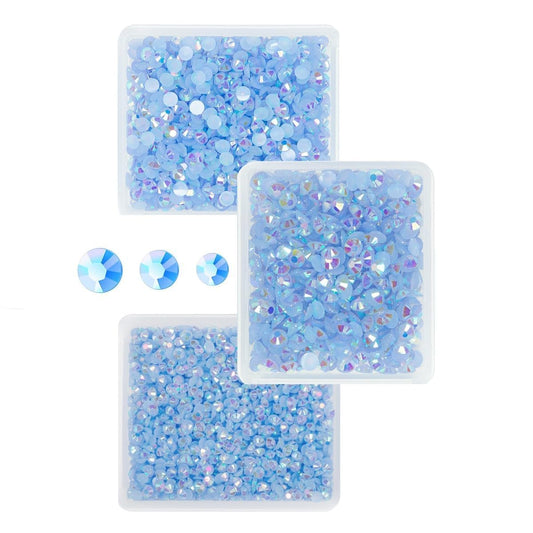 Light Blue AB Resin Rhinestones for Crafting 3mm 4mm 5mm Baby Blue Flatback Jelly Stones Bulk SS10 SS16 SS20 Non-Hotfix Diamonds for Nails Face Makeup Tumblers Bottles DIY Crafts Clothes Shoes
