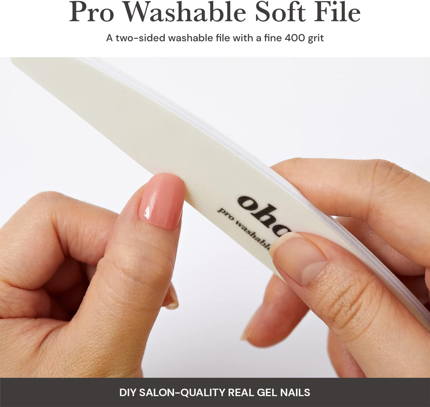ohora Care Pro Washable Nail File (Soft) - Nail Shaper & Trimmer, Two-Sided Fine Grit for Smoother Buff, Creates a Consistent Flawless Finish, Professional Salon Quality Tool