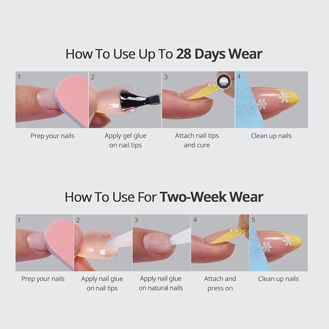 BTArtbox Press On Nails Short - Lamp-Curable Summer Colorful French Tip Almond Press On Nails with Glue for Women, Semi-Transparent Soft Gel Glue On Nails in 16 Sizes - 32 Stick On Nails Kit, Cha-Cha