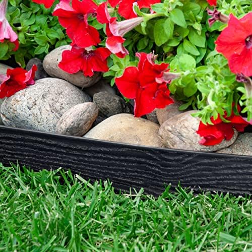 EasyFlex Tall Wall No-Dig Landscape Edging with Anchoring Spikes, 2.5 in. Tall Straight Top Plastic Garden Border with Woodgrain Texture, 40 Foot Kit, Black (3220E-40C) - Image 4