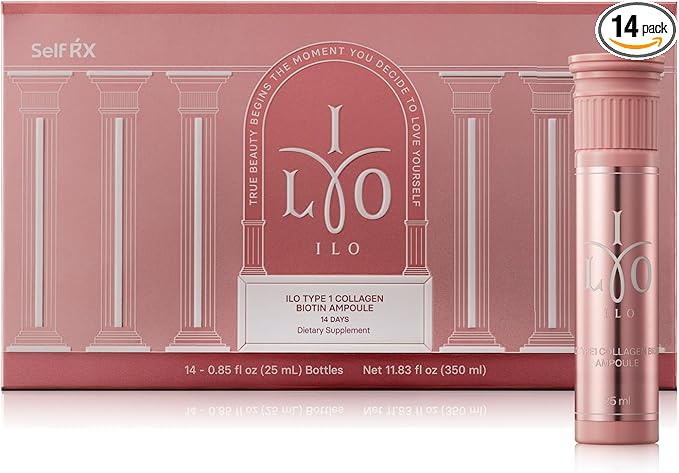 ILO Type 1 Liquid Collagen Drink – 3,000mg Marine Collagen with Biotin & Ceramide | Skin Glow & Hydration | Orange Flavor | 14 Bottles – Korean Beauty Supplement