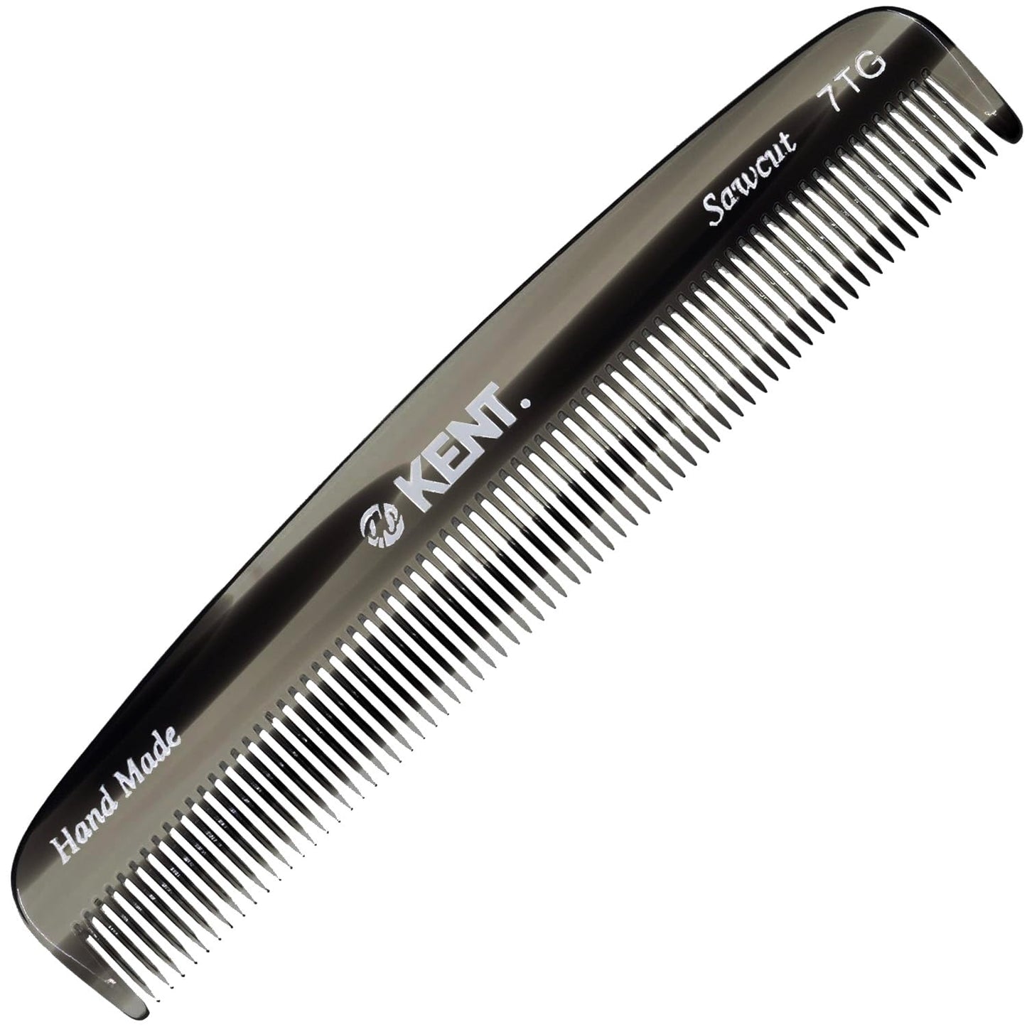 Kent 7T Black Graphite All Fine Tooth Pocket Comb for Men - Handmade Hair Comb for Men for Everyday Grooming and Styling - Travel Comb for Hair Care, Mustache and Beard Care, Saw Cut and Hand Polished