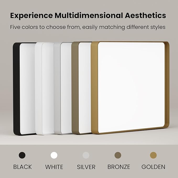 Black Bathroom Mirror, Black Metal Framed Mirror for Wall, Rounded Rectangle Matte Bathroom Vanity Mirror with Tempered Glass, Anti-Rust, Horizontal/Vertical