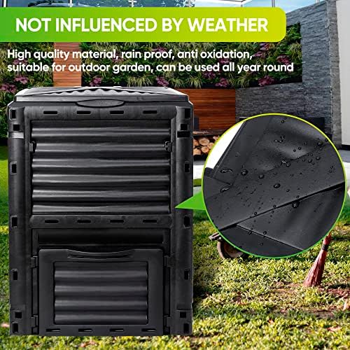 F2C 80Gal Compost Bin with Gloves, Large Outdoor Compost Box, Flip Lid & Bottom Exit Door, Aerating BPA Free Composter for Backyard Garden (Black) - Image 7