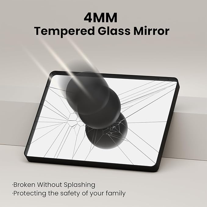 Black Bathroom Mirror, Black Metal Framed Mirror for Wall, Rounded Rectangle Matte Bathroom Vanity Mirror with Tempered Glass, Anti-Rust, Horizontal/Vertical