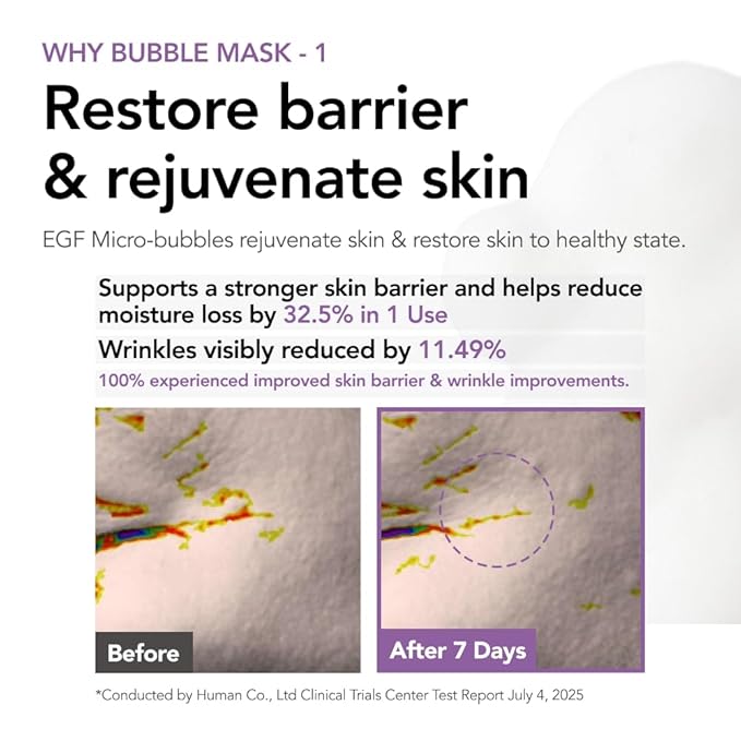 MENOKIN 30 Seconds Quick Bubble Mask [REPAIR] - [EGF Liposome] in Micro-bubbles for Skin Restoration, Hypoallergenic Bubble Capsule for Deep Repair, Korean Skin Care Essential, 70 Uses, fl.oz