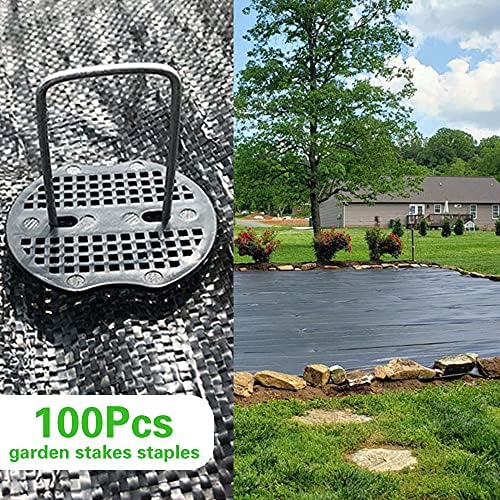 100Pcs Garden Stakes Staples + 100Pcs Gasket, Bakulyor 6 Inch Lawn Landscape Staples 11 Gauge U Shaped Galvanized Landscape Pins, Heavy Duty Yard Ground Pin for Weed Barrier Sod Fabric Decorations - Image 6